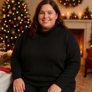 Goodthreads Women’s XXL Grunge Black Cotton Pullover Sweater NWT Holiday Classic